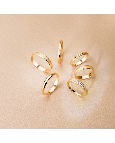 Alianza oro 18k amarillo mate y brillo ancho 3,5 mm
