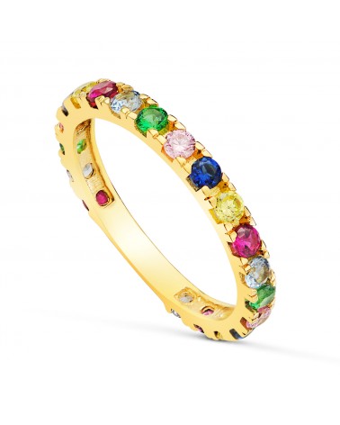 Alianza oro 18k amarillo circonitas de colores ancho 2,5 mm