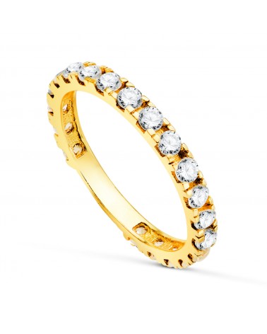 Alianza oro 18k amarillo circonitas blancas ancho 2,5 mm