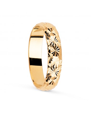 Alianza oro 18k amarillo diamantada ancho 4 mm