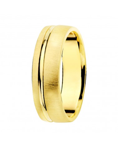 Alianza oro 18k amarillo mate y brillo ancho 5,5 mm