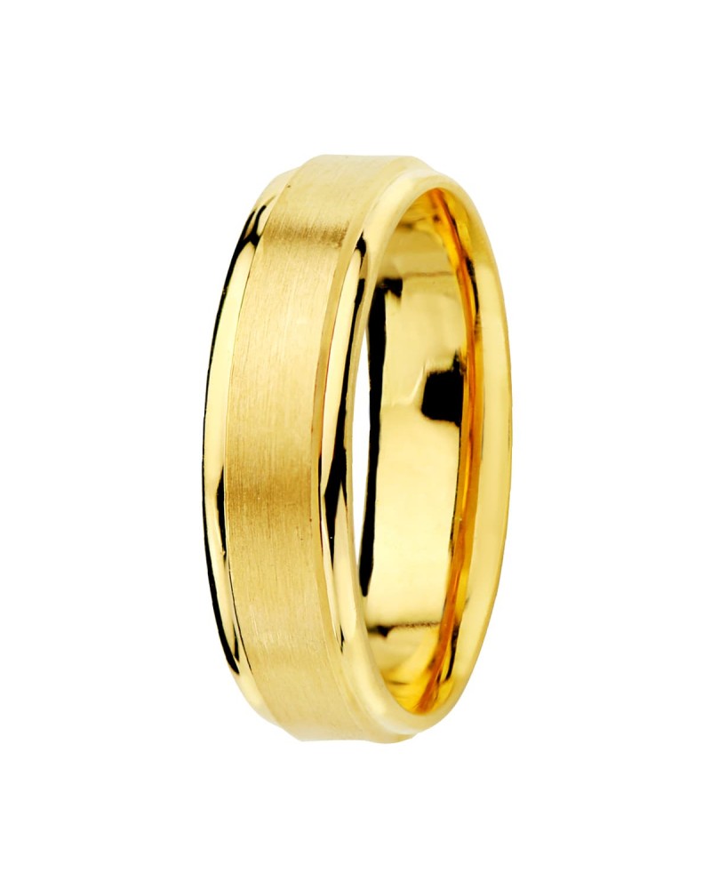 Alianza oro 18k amarillo mate y brillo ancho 5 mm