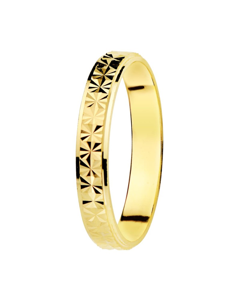 Alianza oro 18k amarillo diamantada ancho 3 mm grosor 0,9 mm