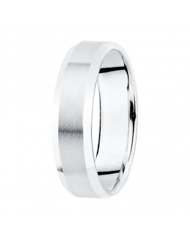 Alianza oro 18k blanco matizada y bordes brillo ancho 5 mm
