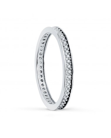 Alianza completa oro 18k blanco circonitas clavadas 2 mm