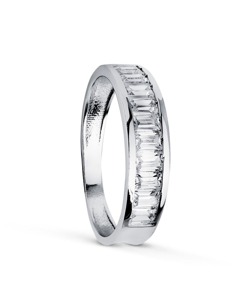 Anillo alianza oro 18k blanco circonitas en barrita 4,5 mm