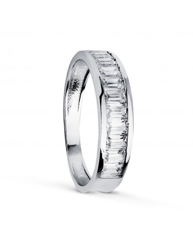 Anillo alianza oro 18k blanco circonitas en barrita 4,5 mm