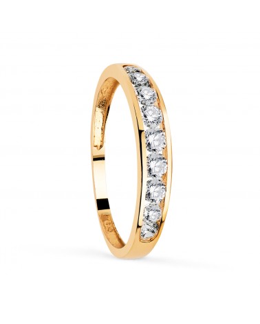 Anillo alianza oro 18k amarillo carril de circonitas 3,5 mm