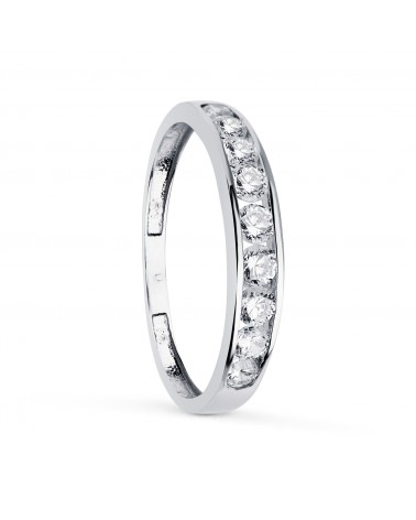 Anillo alianza oro 18k blanco carril de circonitas 3,5 mm