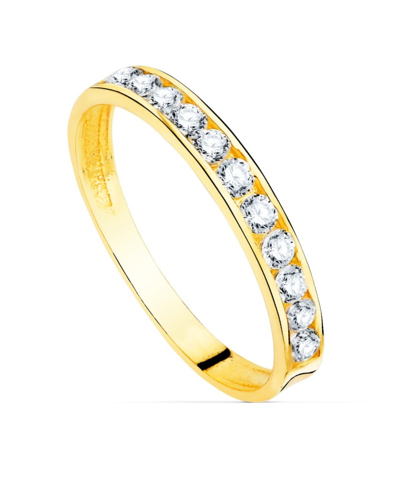 Anillo alianza oro 18k amarillo circonitas redondas 2,5 mm