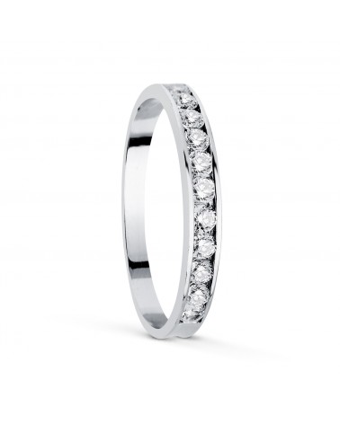Anillo alianza oro 18k blanco carril de circonitas 2,5 mm
