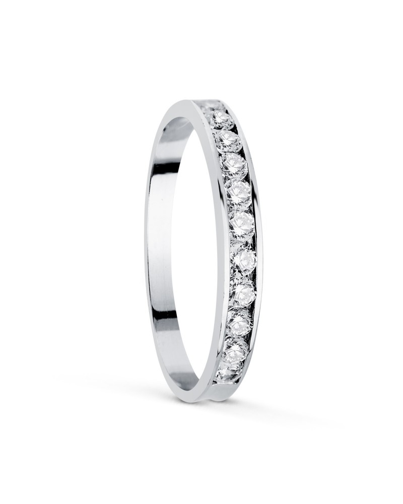 Anillo alianza oro 18k blanco carril de circonitas 2,5 mm