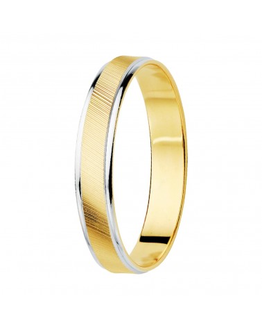 Alianza oro 9k bicolor estrias y bordes brillo ancho 3,5 mm