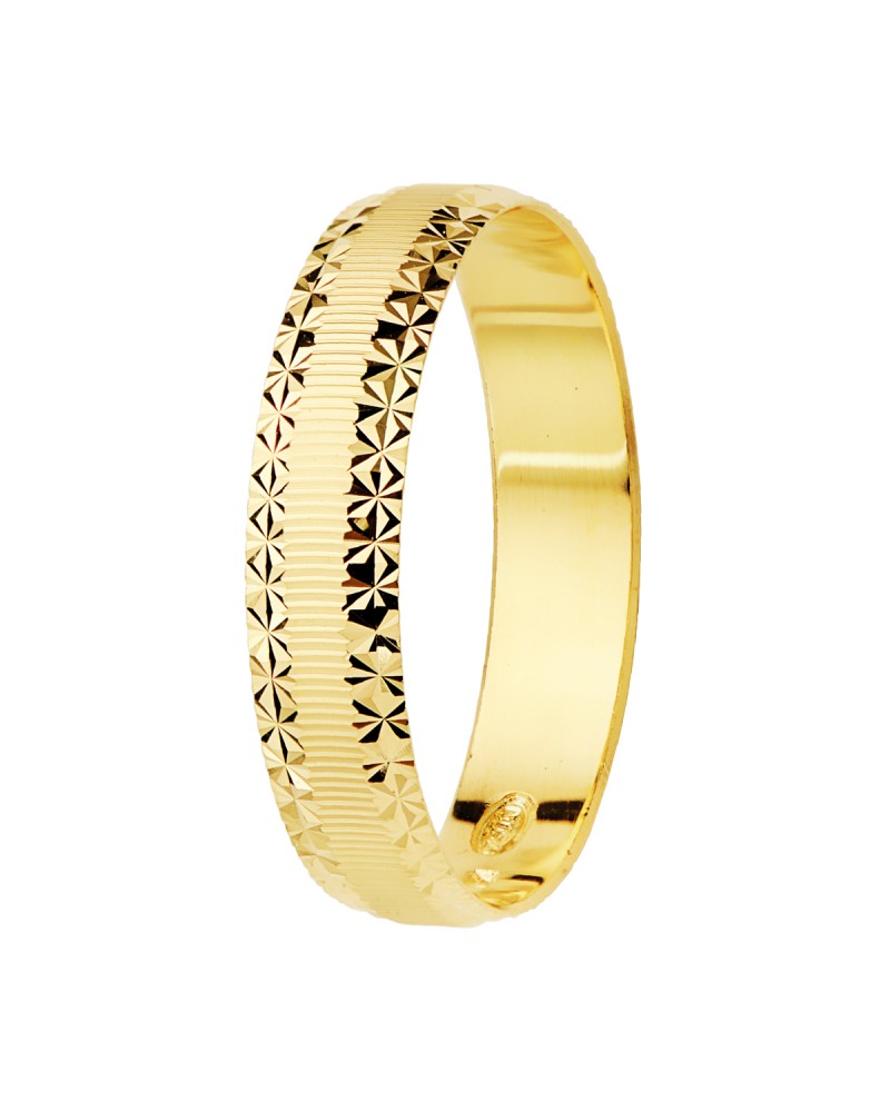 Alianza oro 9k amarillo mate y bordes diamantados ancho 4 mm