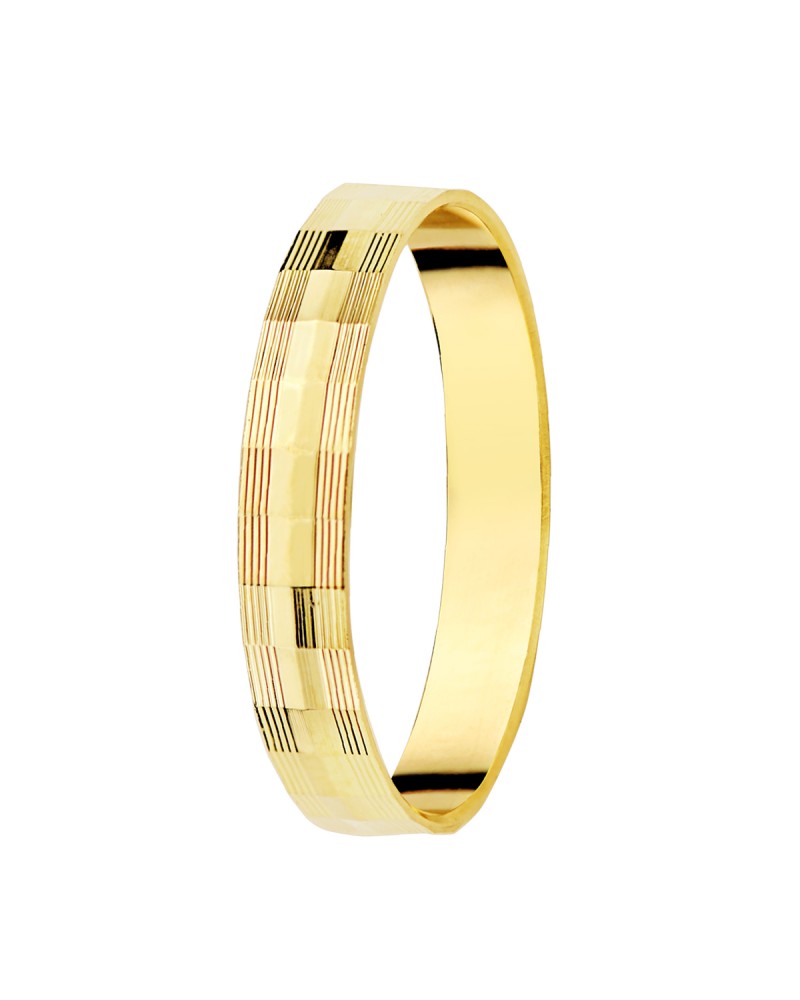 Alianza oro 9k amarillo tallada ancho 3 mm
