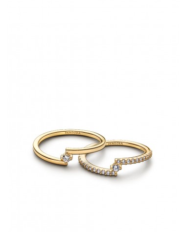 Conjunto de regalo Anillos Abiertos Brillantes Dorados Pandora BE2619