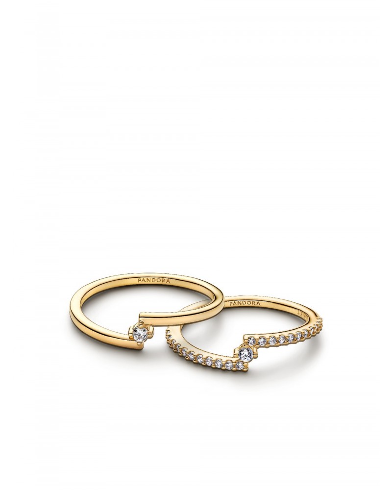 Conjunto de regalo Anillos Abiertos Brillantes Dorados Pandora BE2619