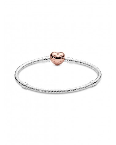Pulsera Pandora de Cadena de Serpiente con Cierre de Corazón en Pavé 586292CZ - foto 3