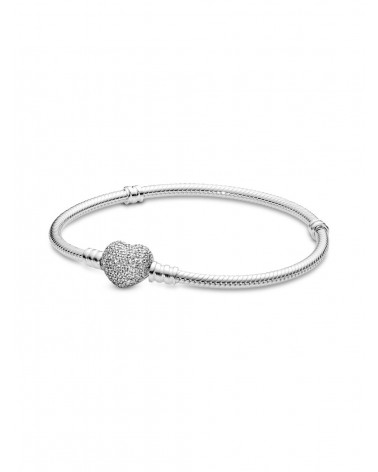 Pulsera Pandora Diseño Cadena de Serpiente y Corazón Brillante 590727CZ