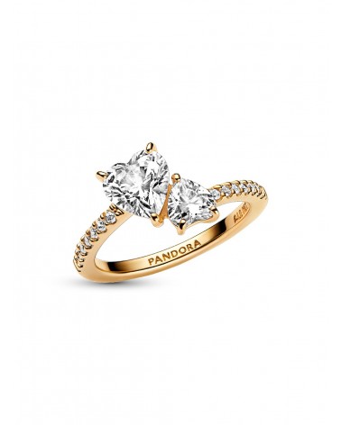 Anillo Pandora con un recubrimiento de oro de 14k Corazón Doble Brillante 161198C01 - foto 2