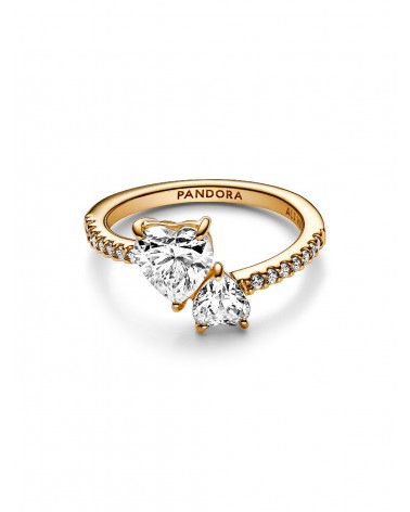 Anillo Pandora con un recubrimiento de oro de 14k Corazón Doble Brillante 161198C01 - foto 3