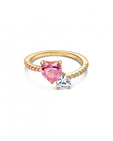 Anillo Pandora Brillante Doble Corazón Rosa y Transparente 161198C02 - foto 2