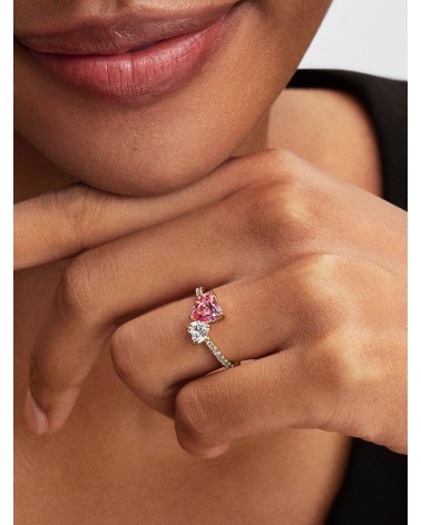 Anillo Pandora Brillante Doble Corazón Rosa y Transparente 161198C02 - foto 3