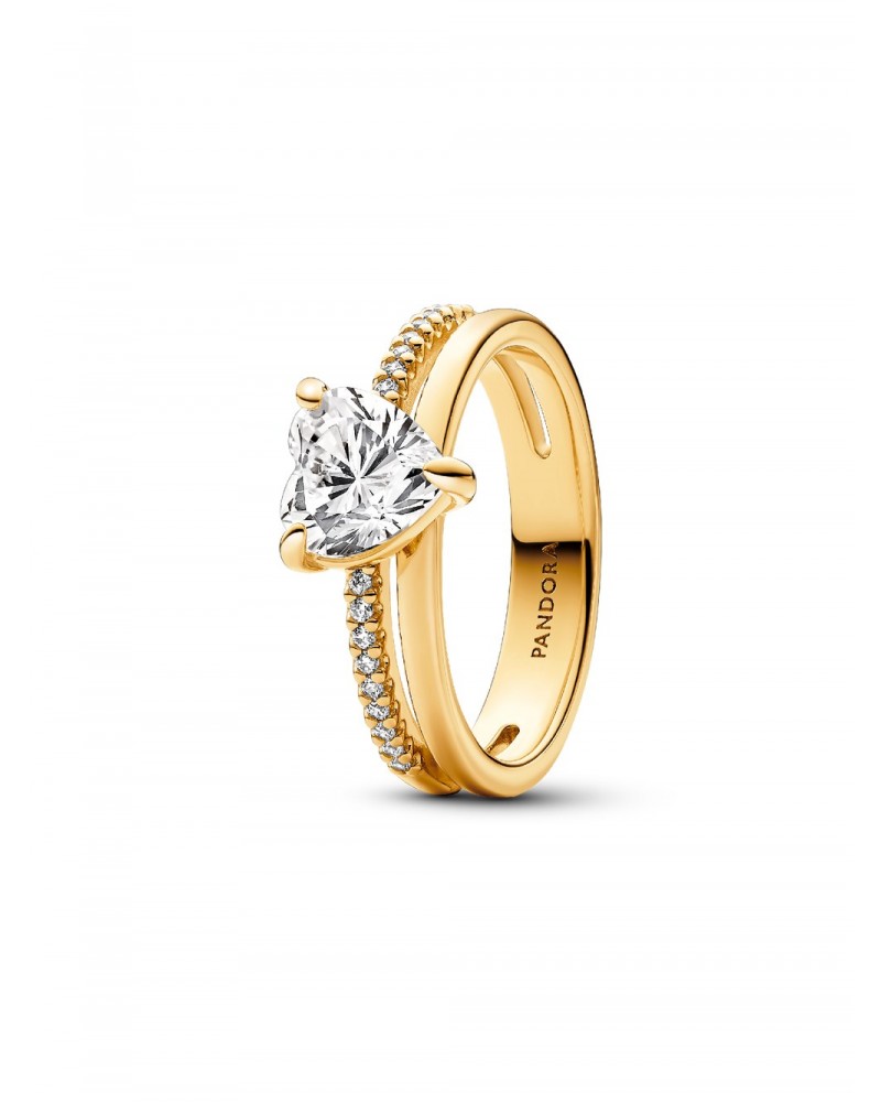 Anillo Pandora Corazón Doble Alianza 163100C01