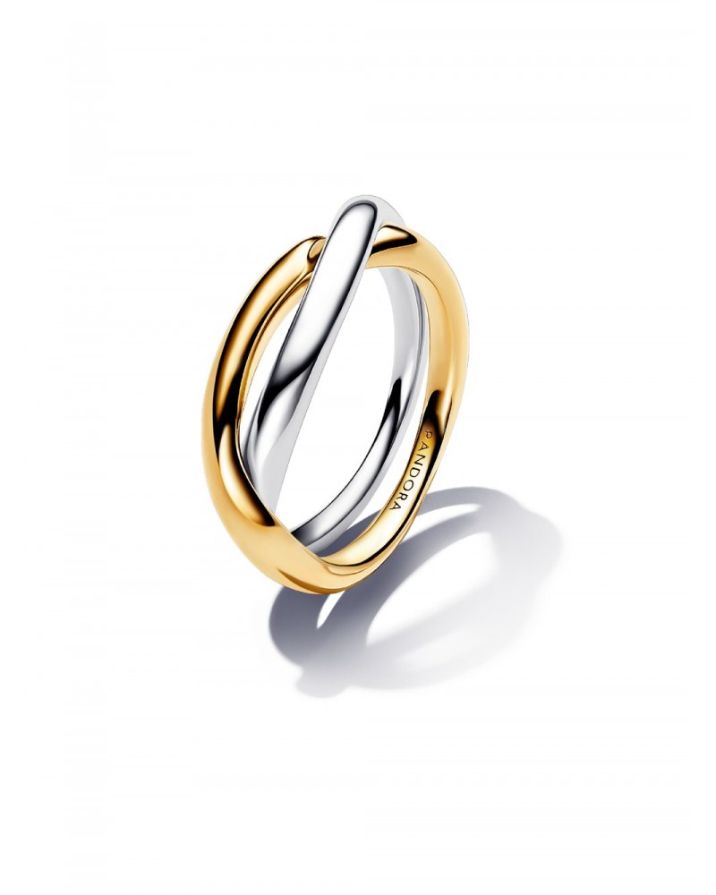 Anillo Pandora Bandas Entrelazadas en Dos Tonos 163262C00