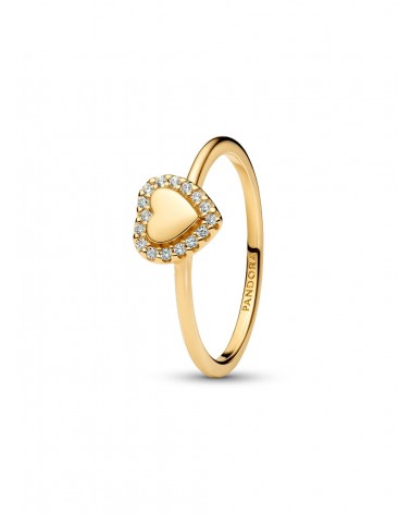 Anillo Pandora Halo y Corazón Grabable 163801C01