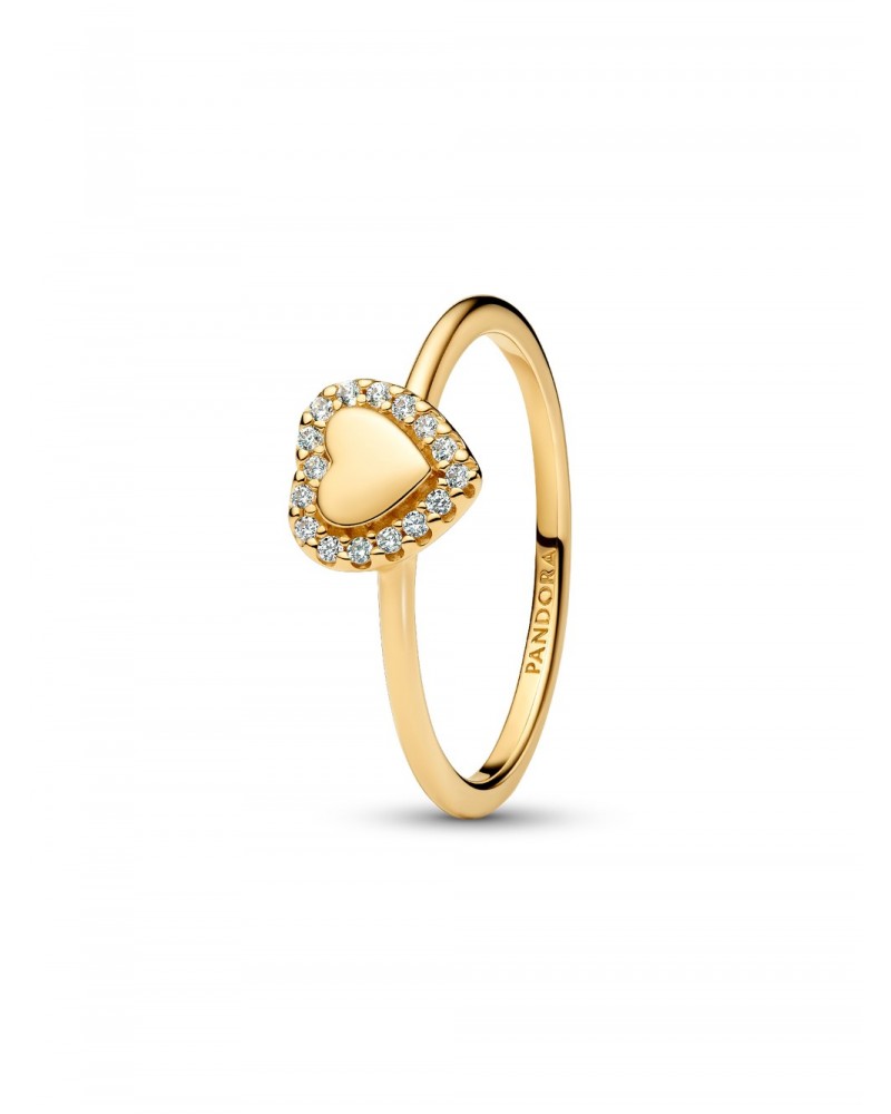 Anillo Pandora Halo y Corazón Grabable 163801C01