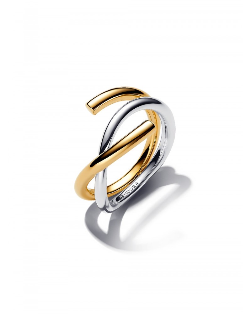 Anillo Pandora Forma Orgánica en Dos Tonos 163889C00