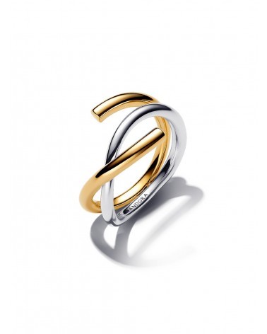 Anillo Pandora Forma Orgánica en Dos Tonos 163889C00