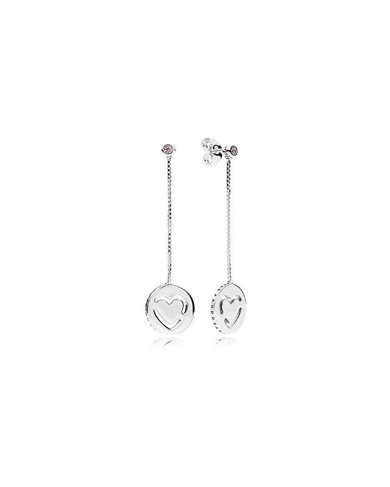 Pendientes colgantes Pandora de plata con circonita rosa y corazón 296577FPC