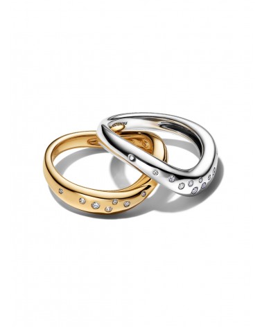 Anillos Pandora Combinables Forma Orgánica en Dos Tonos 164674C01 - foto 2