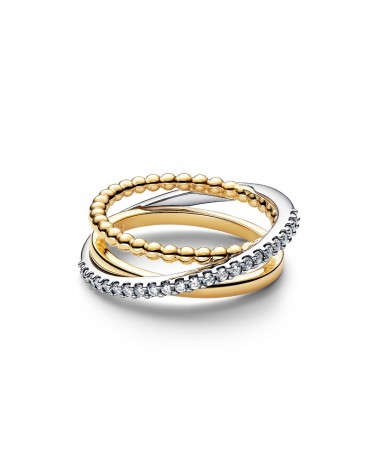 Anillo Pandora Banda Triple Cruzada Cuentas y Pavé 164826C01 - foto 2