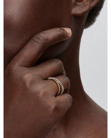 Anillo Pandora Banda Doble Cruzada Cuentas y Pavé 164827C01 - foto 3