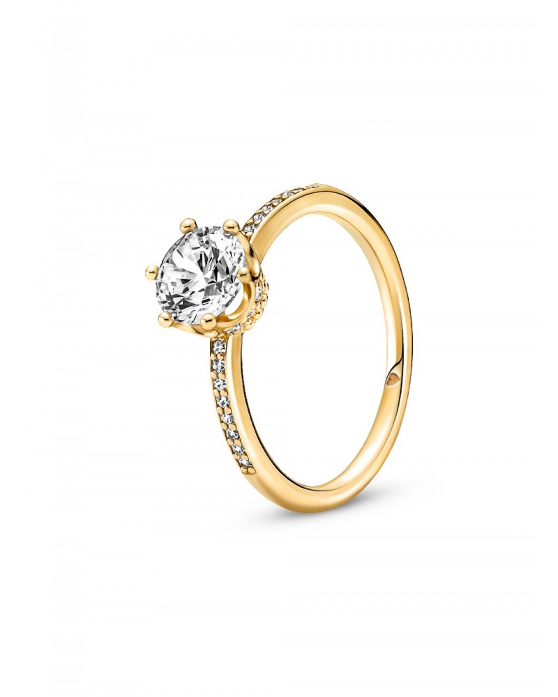 Anillo Pandora Solitario Corona Brillante Transparente 168289C01