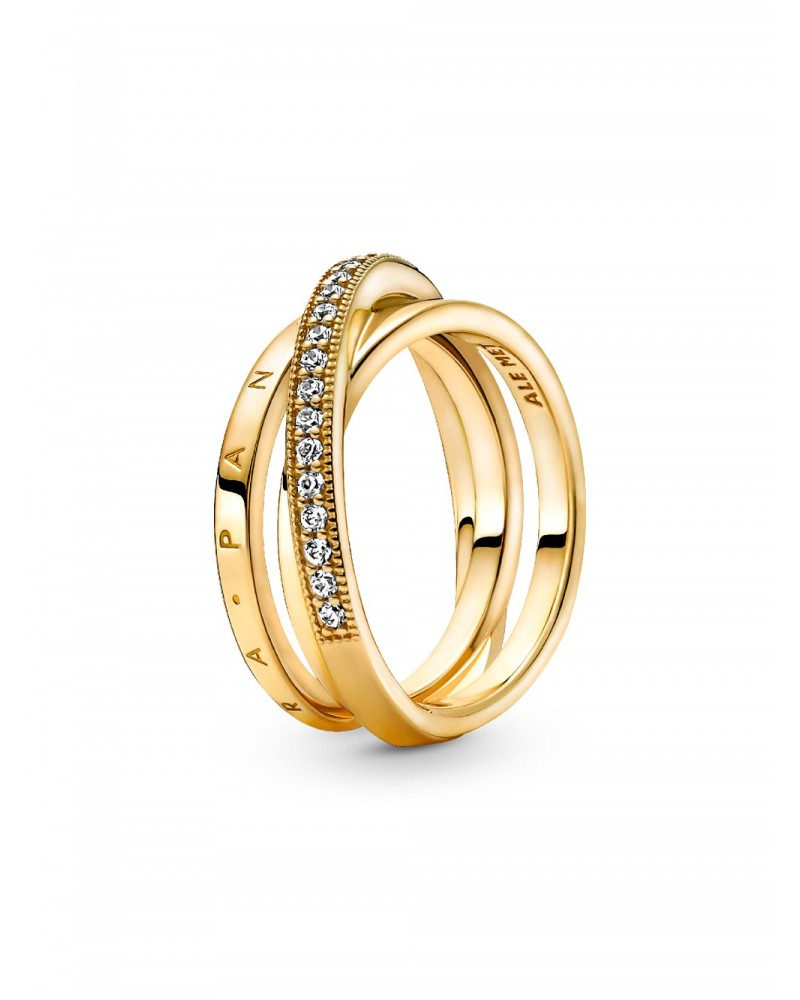 Anillo Pandora Cruzado Triple Alianza en Pavé 169057C01