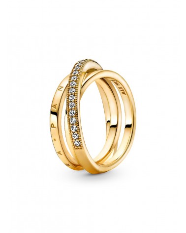 Anillo Pandora Cruzado Triple Alianza en Pavé 169057C01