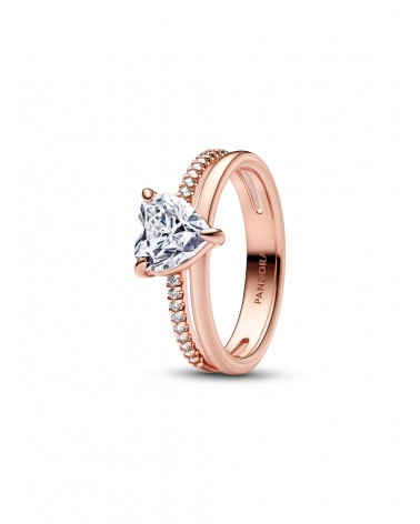 Anillo Pandora Corazón Doble Banda 183100C01