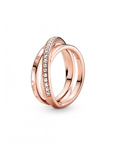 Anillo Pandora Cruzado Triple Alianza en Pavé 189057C01