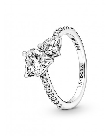 Anillo Pandora con un recubrimiento de oro de 14k Corazón Doble Brillante 191198C01
