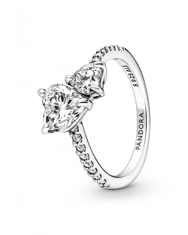 Anillo Pandora con un recubrimiento de oro de 14k Corazón Doble Brillante 191198C01