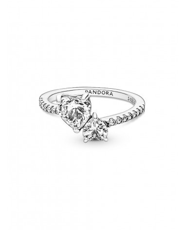 Anillo Pandora con un recubrimiento de oro de 14k Corazón Doble Brillante 191198C01 - foto 2