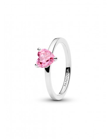 Anillo Pandora Solitario Corazón Brillante Rosa 191165C02