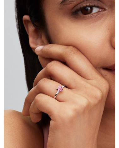 Anillo Pandora Solitario Corazón Brillante Rosa 191165C02 - foto 3