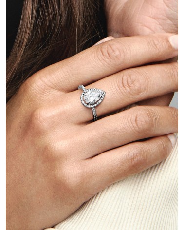 Anillo Pandora Halo Brillante Grande Corte Pera 193012C01 - foto 3