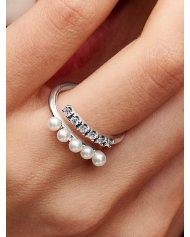 Anillo Pandora Abierto Perlas Cultivadas de Agua Dulce Tratadas y Pavé 193145C01 - foto 3