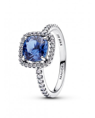 Anillo Pandora Declaración Halo Cuadrado Azul Brillante 193550C01